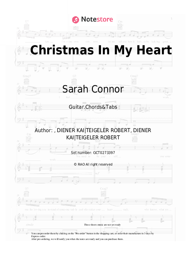 Christmas In My Heart - Sarah Connor Chords and Tabs - Guitar.Chords&Tabs