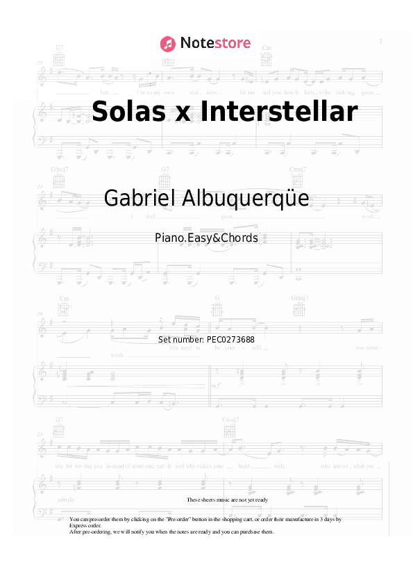 Solas x Interstellar - Gabriel Albuquerqüe Sheet Music Easy and Chords - Piano.Easy&Chords
