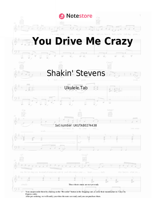 You Drive Me Crazy - Shakin' Stevens Sheet Music - Ukulele.Tab