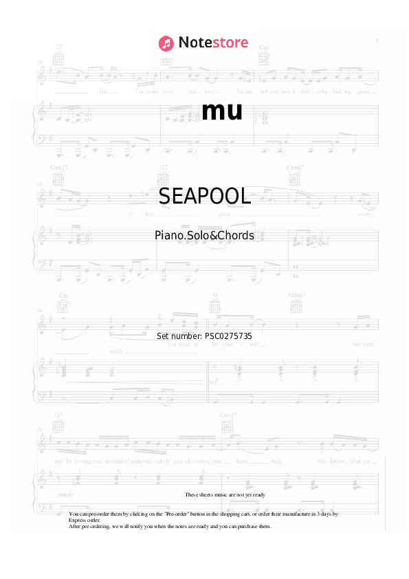mu - SEAPOOL Piano Sheet Music and Chords - Piano.Solo&Chords