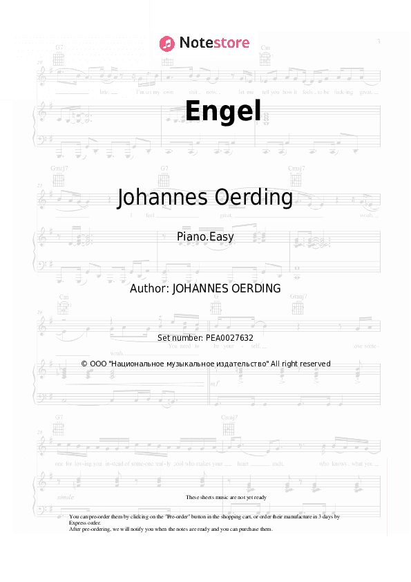 Engel - Johannes Oerding Piano Sheet Music Easy - Piano.Easy