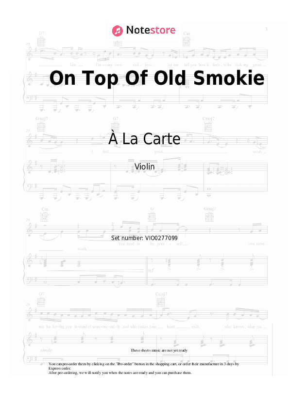 On Top Of Old Smokie - À La Carte Violin Sheet Music - Violin