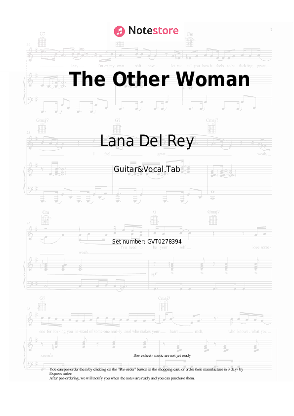 The Other Woman - Lana Del Rey Chords and Voice - Guitar&Vocal.Tab