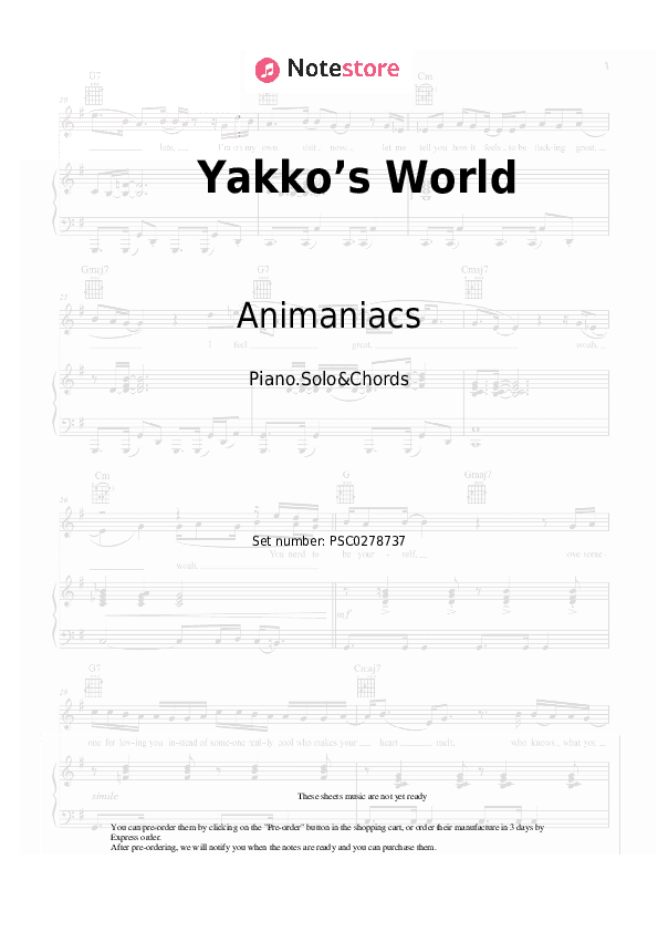 Yakko’s World - Animaniacs, Maxim Maminov Piano Sheet Music and Chords - Piano.Solo&Chords
