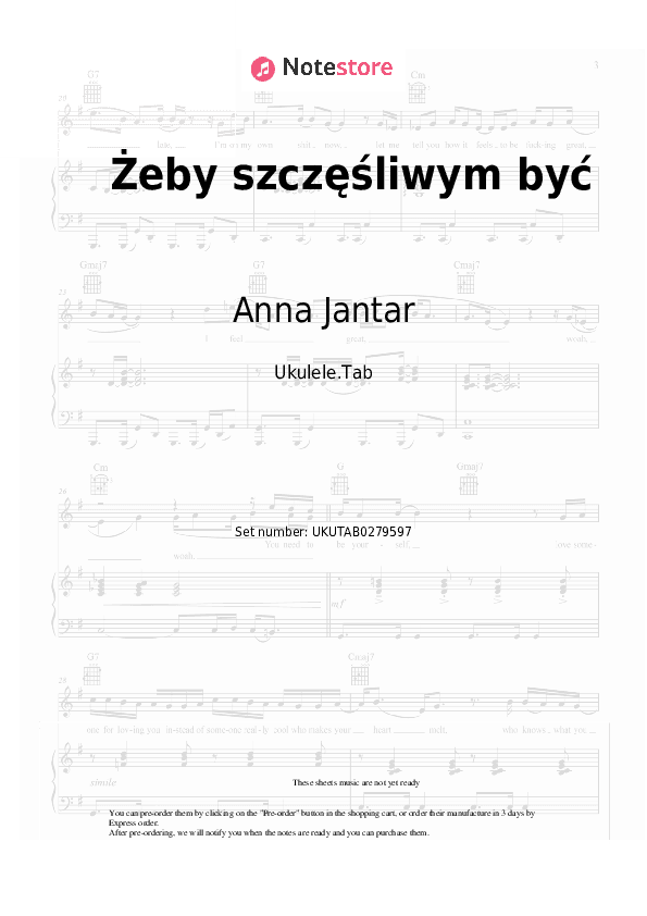 Żeby szczęśliwym być - Anna Jantar Sheet Music - Ukulele.Tab