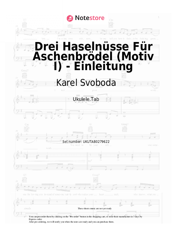 Drei Haselnüsse Für Aschenbrödel (Motiv I) - Einleitung - Karel Svoboda Sheet Music - Ukulele.Tab