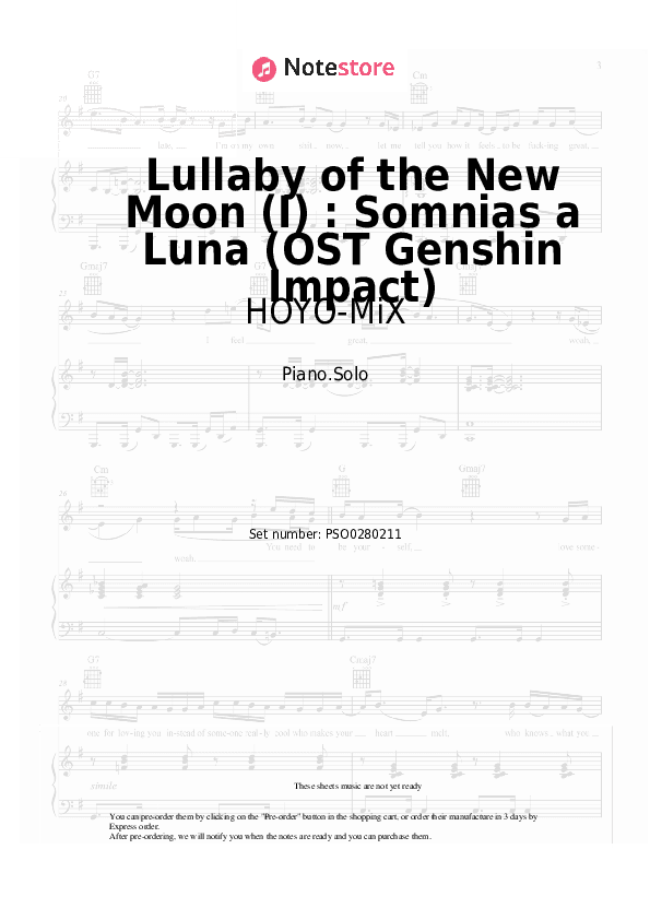 Lullaby of the New Moon (I) : Somnias a Luna (OST Genshin Impact) - HOYO-MiX Piano Sheet Music - Piano.Solo
