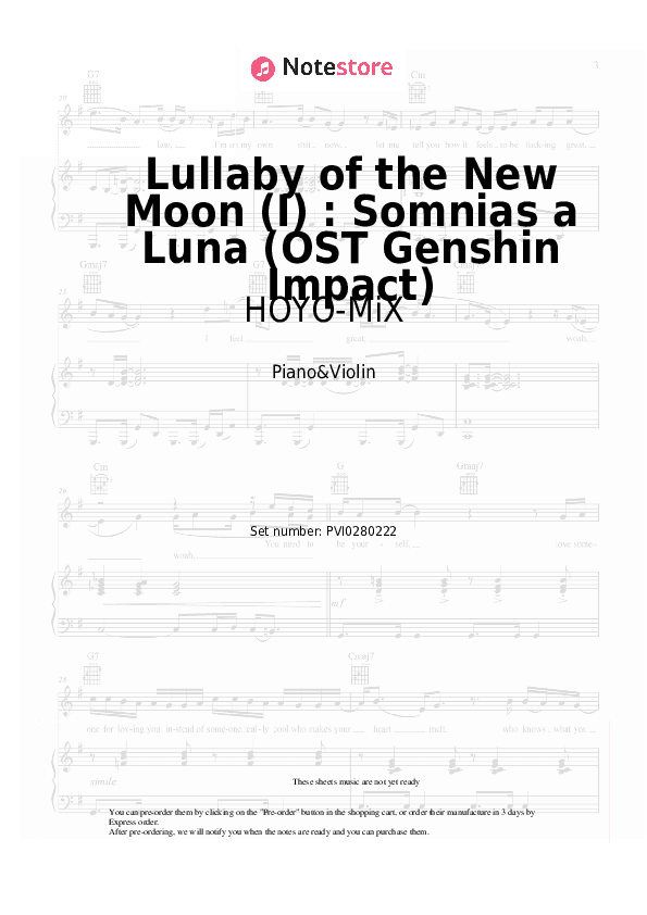 Lullaby of the New Moon (I) : Somnias a Luna (OST Genshin Impact) - HOYO-MiX Piano Sheet Music and Violin - Piano&Violin