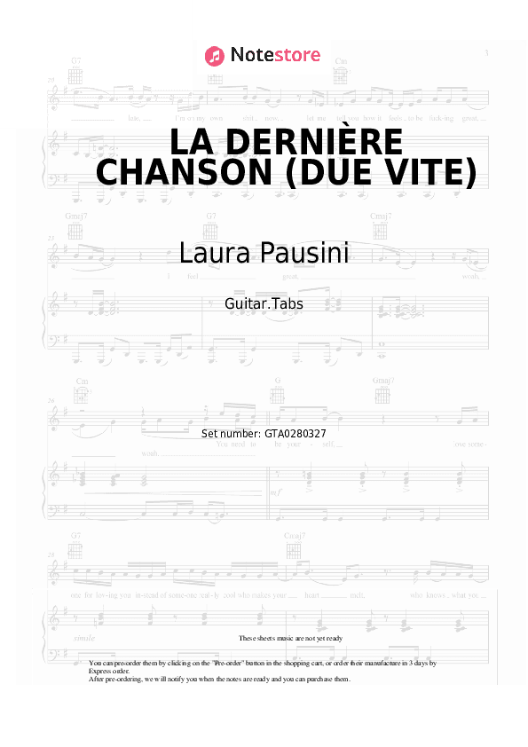 LA DERNIÈRE CHANSON (DUE VITE) - Laura Pausini, Julien Lieb Tabs - Guitar.Tabs