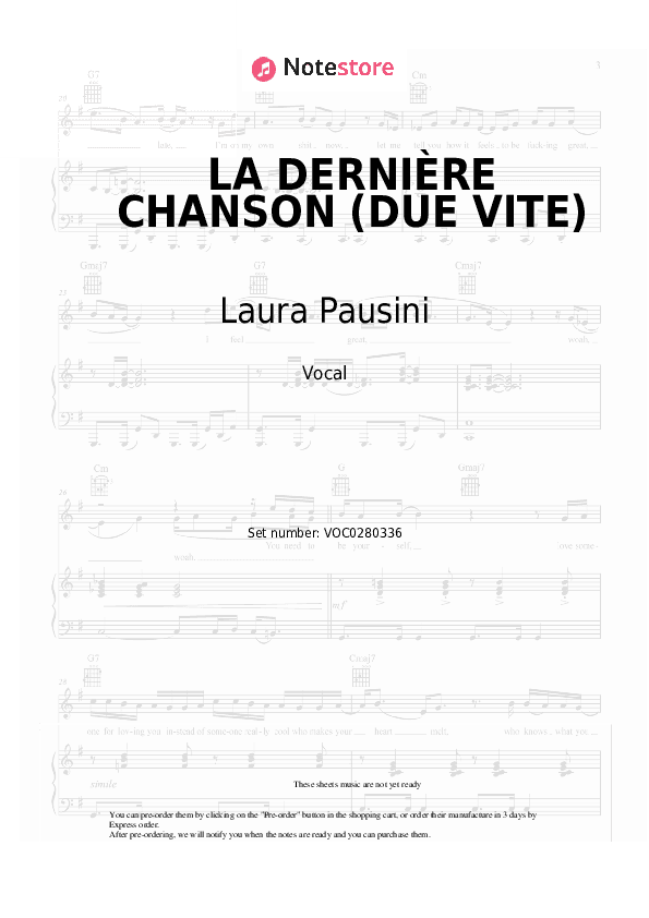 LA DERNIÈRE CHANSON (DUE VITE) - Laura Pausini, Julien Lieb Vocal Sheet Music - Vocal