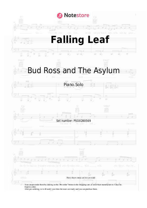 Falling Leaf - Bud Ross and The Asylum Piano Sheet Music - Piano.Solo