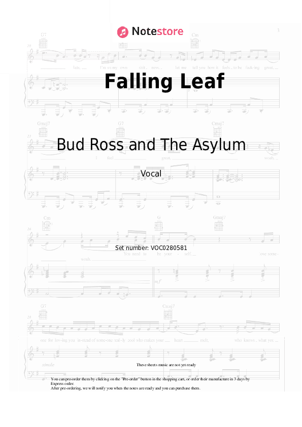 Falling Leaf - Bud Ross and The Asylum Vocal Sheet Music - Vocal
