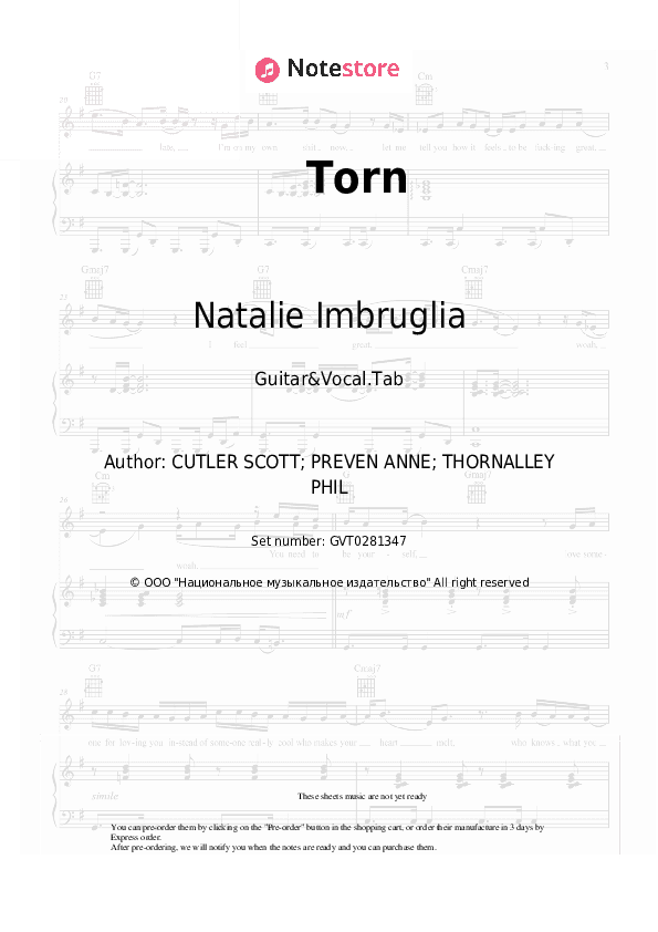Torn - Natalie Imbruglia Chords and Voice - Guitar&Vocal.Tab