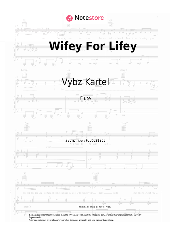 Wifey For Lifey - Vybz Kartel Flute Sheet Music - Flute