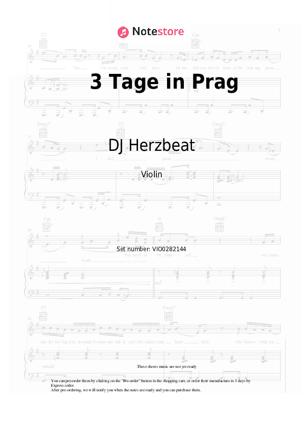3 Tage in Prag - DJ Herzbeat, Axel Fischer Violin Sheet Music - Violin
