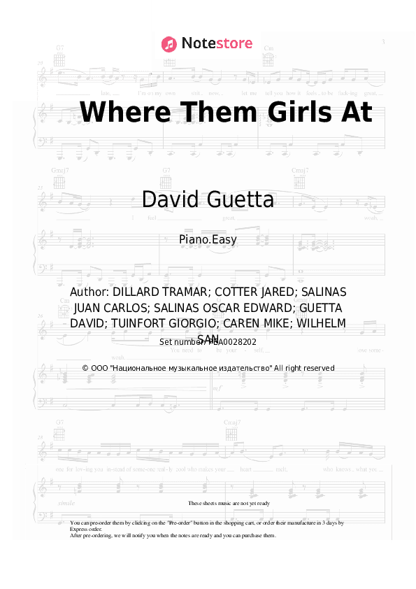 Where Them Girls At - David Guetta, Flo Rida, Nicki Minaj Piano Sheet Music Easy - Piano.Easy