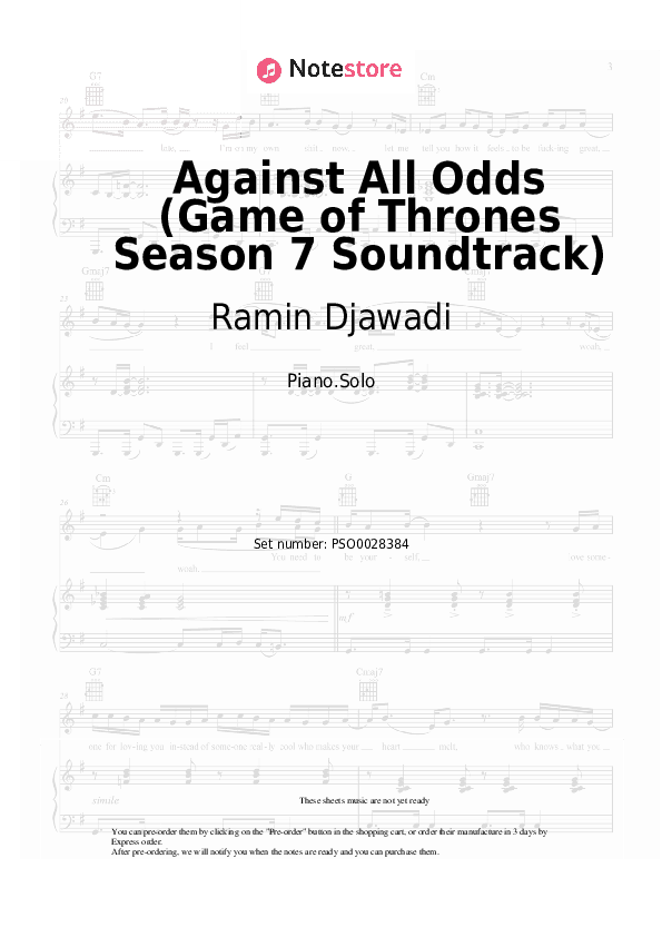 Against All Odds (Game of Thrones Season 7 Soundtrack) - Ramin Djawadi Piano Sheet Music - Piano.Solo