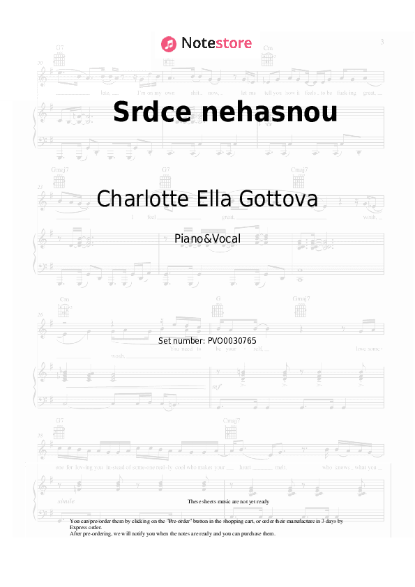 Srdce nehasnou - Karel Gott, Charlotte Ella Gottova Piano Sheet Music with the Voice part - Piano&Vocal