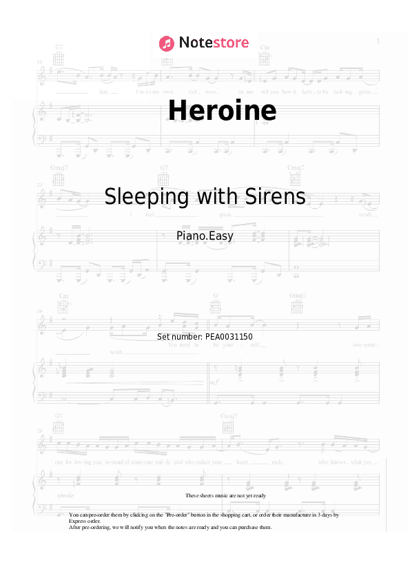 Heroine - Sleeping with Sirens Piano Sheet Music Easy - Piano.Easy
