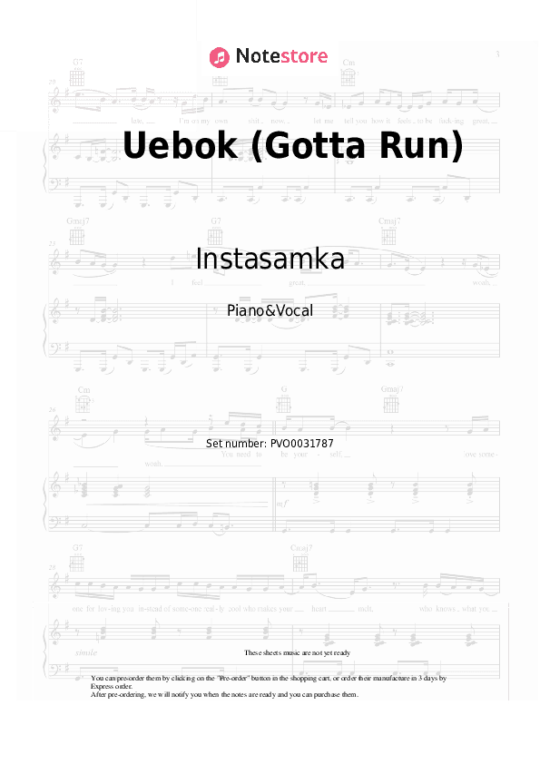 Uebok (Gotta Run) - Instasamka, Apashe Piano Sheet Music with the Voice part - Piano&Vocal