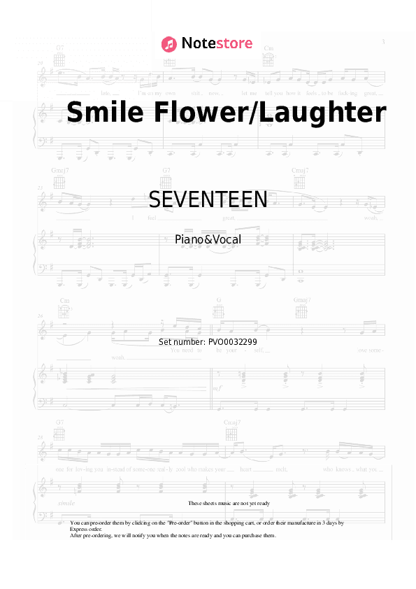 Smile Flower/Laughter - SEVENTEEN Piano Sheet Music with the Voice part - Piano&Vocal