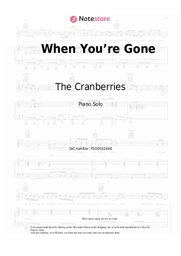 When You’re Gone - The Cranberries Piano Sheet Music - Piano.Solo