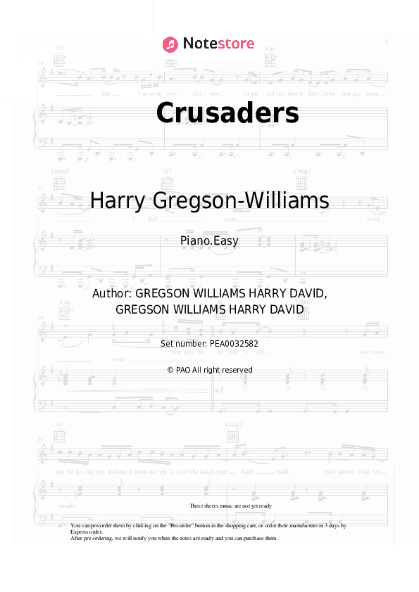 Crusaders - Harry Gregson-Williams Piano Sheet Music Easy - Piano.Easy