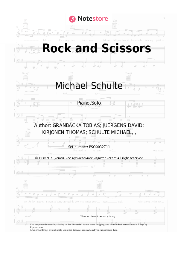Rock and Scissors - Michael Schulte Piano Sheet Music - Piano.Solo