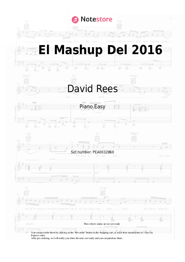 El Mashup Del 2016 - David Rees, Bely Basarte Piano Sheet Music Easy - Piano.Easy