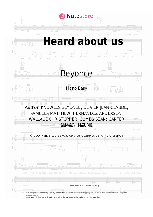 Heard about us - Beyonce, Jay-Z Piano Sheet Music Easy - Piano.Easy