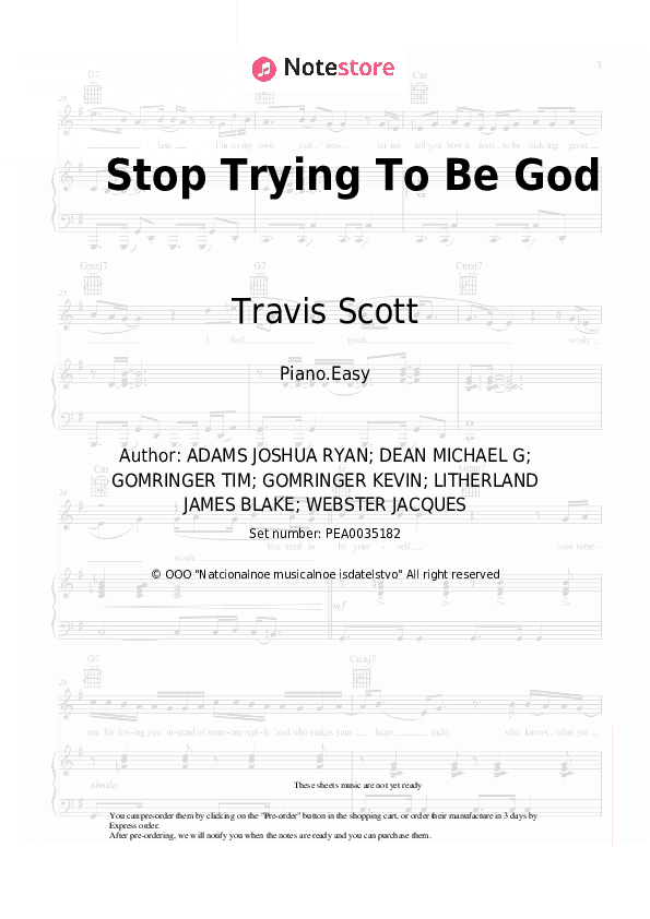 Stop Trying To Be God - Travis Scott, Stevie Wonder, Kid Cudi, James Blake, Philip Bailey Piano Sheet Music Easy - Piano.Easy