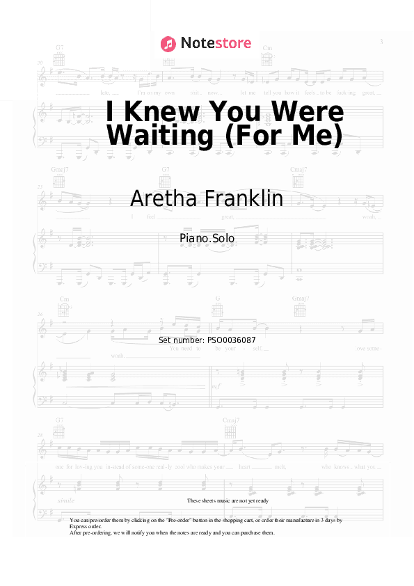 I Knew You Were Waiting (For Me) - Aretha Franklin, George Michael Piano Sheet Music - Piano.Solo