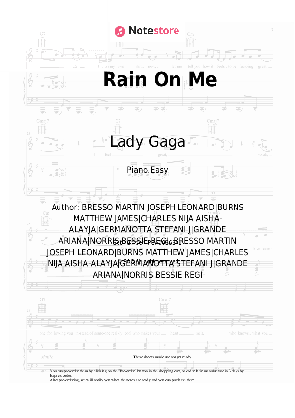 Rain On Me - Lady Gaga, Ariana Grande Piano Sheet Music Easy - Piano.Easy
