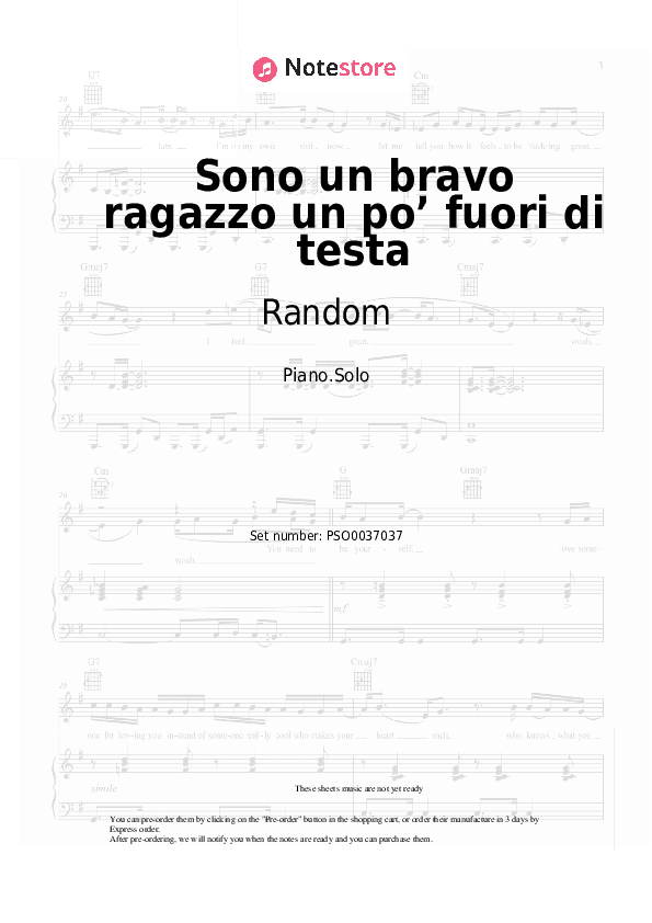 Sono un bravo ragazzo un po’ fuori di testa - Random Piano Sheet Music - Piano.Solo