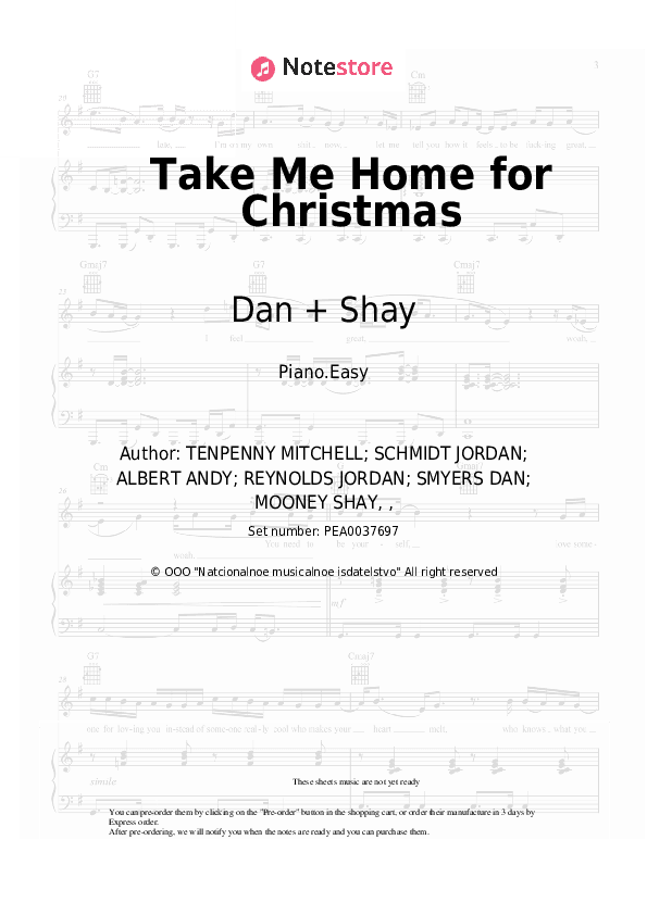 Take Me Home for Christmas - Dan + Shay Piano Sheet Music Easy - Piano.Easy