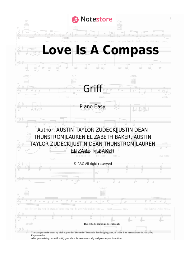 Love Is A Compass - Griff Piano Sheet Music Easy - Piano.Easy