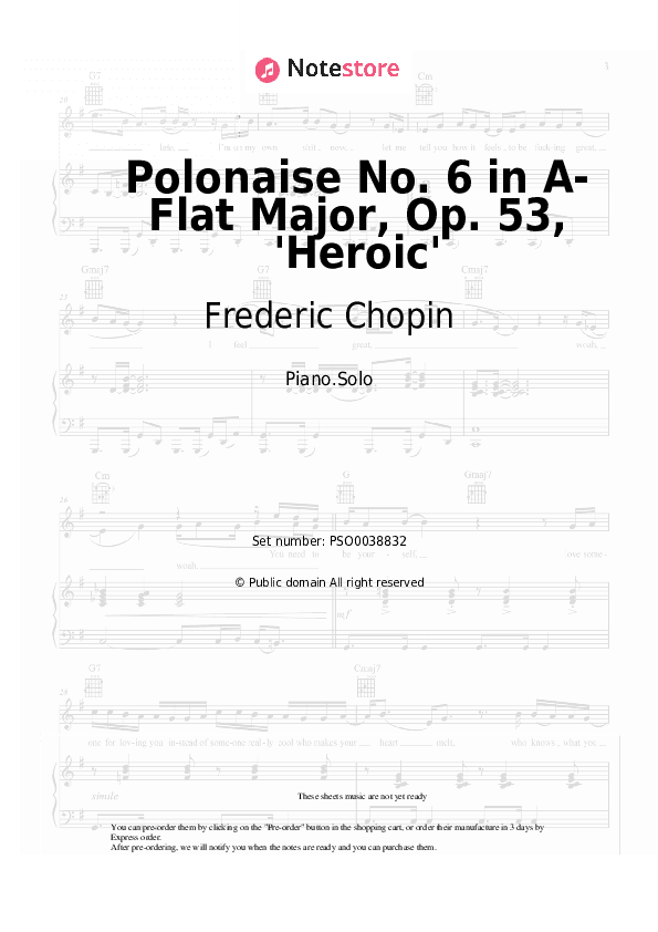 Polonaise No. 6 in A-Flat Major, Op. 53, 'Heroic' - Frederic Chopin Piano Sheet Music - Piano.Solo