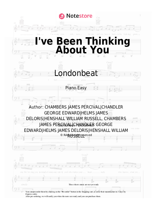 I've Been Thinking About You - Londonbeat Piano Sheet Music Easy - Piano.Easy