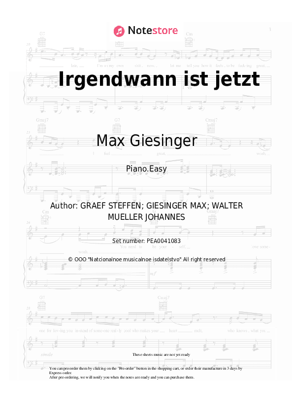 Irgendwann ist jetzt - Max Giesinger Piano Sheet Music Easy - Piano.Easy