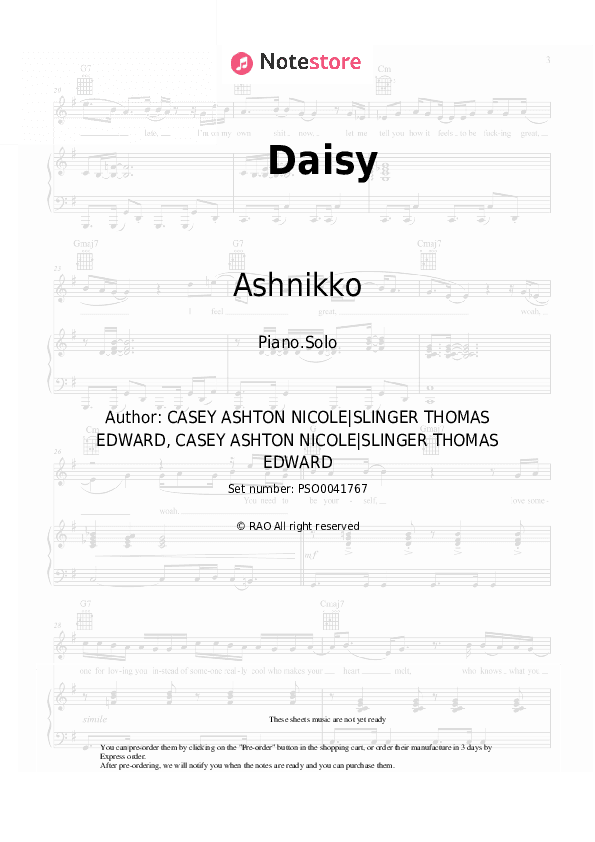 Daisy - Ashnikko Piano Sheet Music - Piano.Solo
