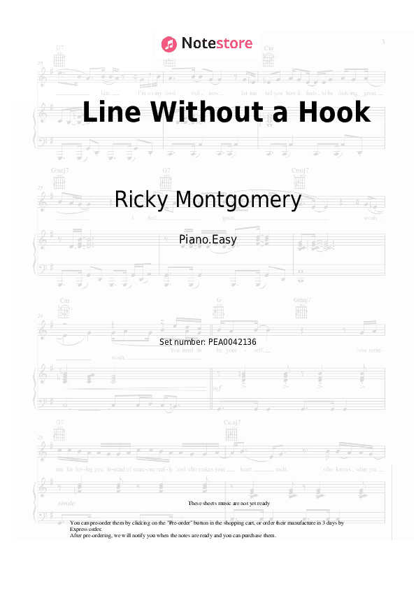 Line Without a Hook - Ricky Montgomery Piano Sheet Music Easy - Piano.Easy