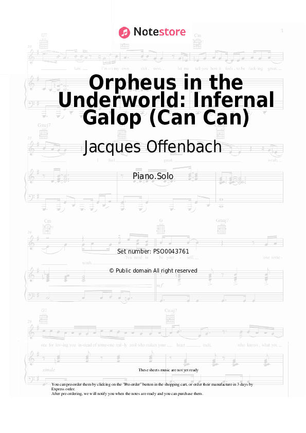 Orpheus in the Underworld: Infernal Galop (Can Can) - Jacques Offenbach Piano Sheet Music - Piano.Solo