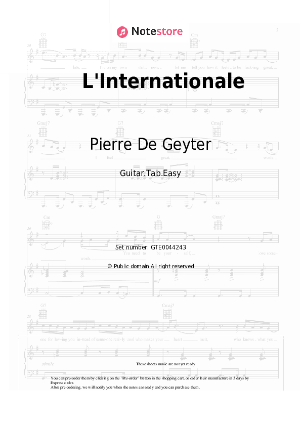 L'Internationale - Pierre De Geyter Tabs Easy - Guitar.Tab.Easy