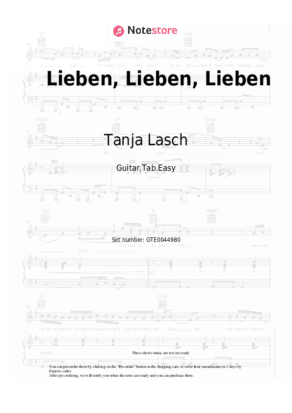 Lieben, Lieben, Lieben - Tanja Lasch Tabs Easy - Guitar.Tab.Easy