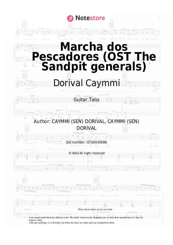Marcha dos Pescadores (OST The Sandpit generals) - Dorival Caymmi Tabs - Guitar.Tabs