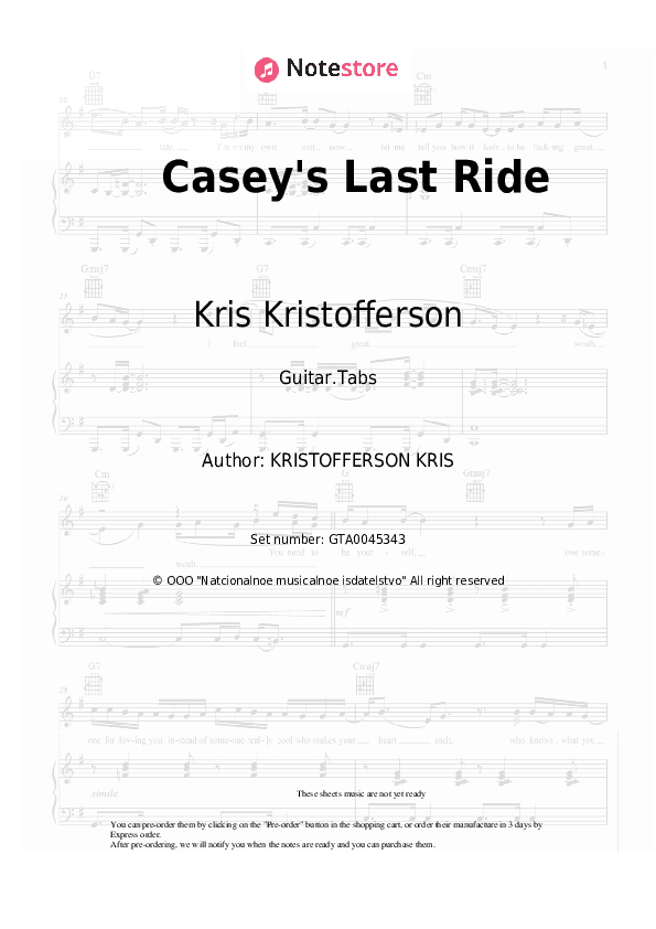 Casey's Last Ride - Kris Kristofferson Tabs - Guitar.Tabs