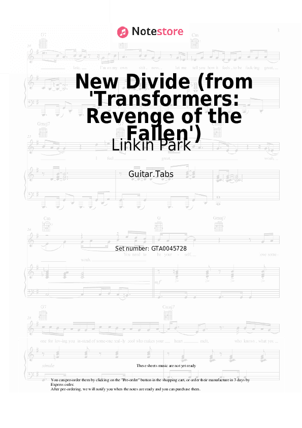 New Divide (from 'Transformers: Revenge of the Fallen') - Linkin Park Tabs - Guitar.Tabs