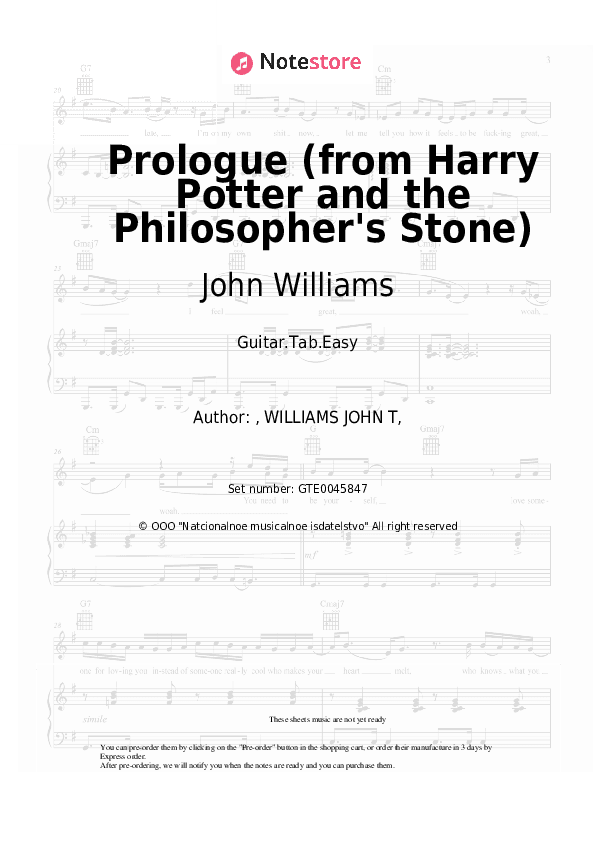 Prologue (from Harry Potter and the Philosopher's Stone) - John Williams Tabs Easy - Guitar.Tab.Easy