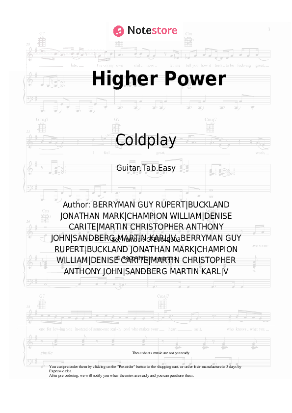 Higher Power - Coldplay Tabs Easy - Guitar.Tab.Easy
