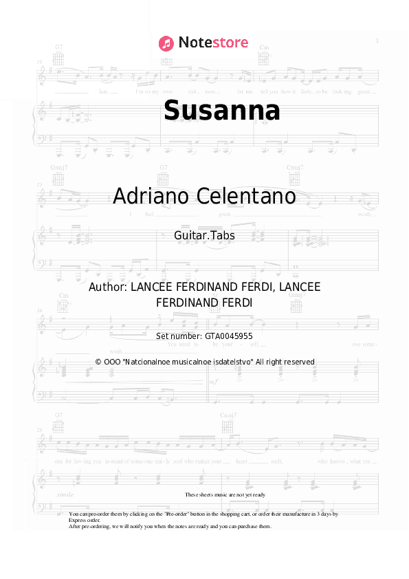 Susanna - Adriano Celentano Tabs - Guitar.Tabs